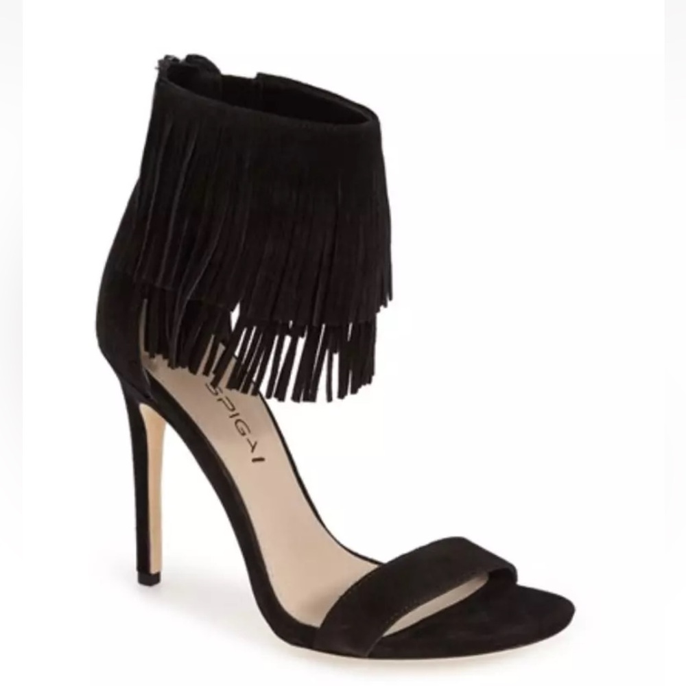 Via Spiga Tabia Women Open Toe Suede Sandals Fringe